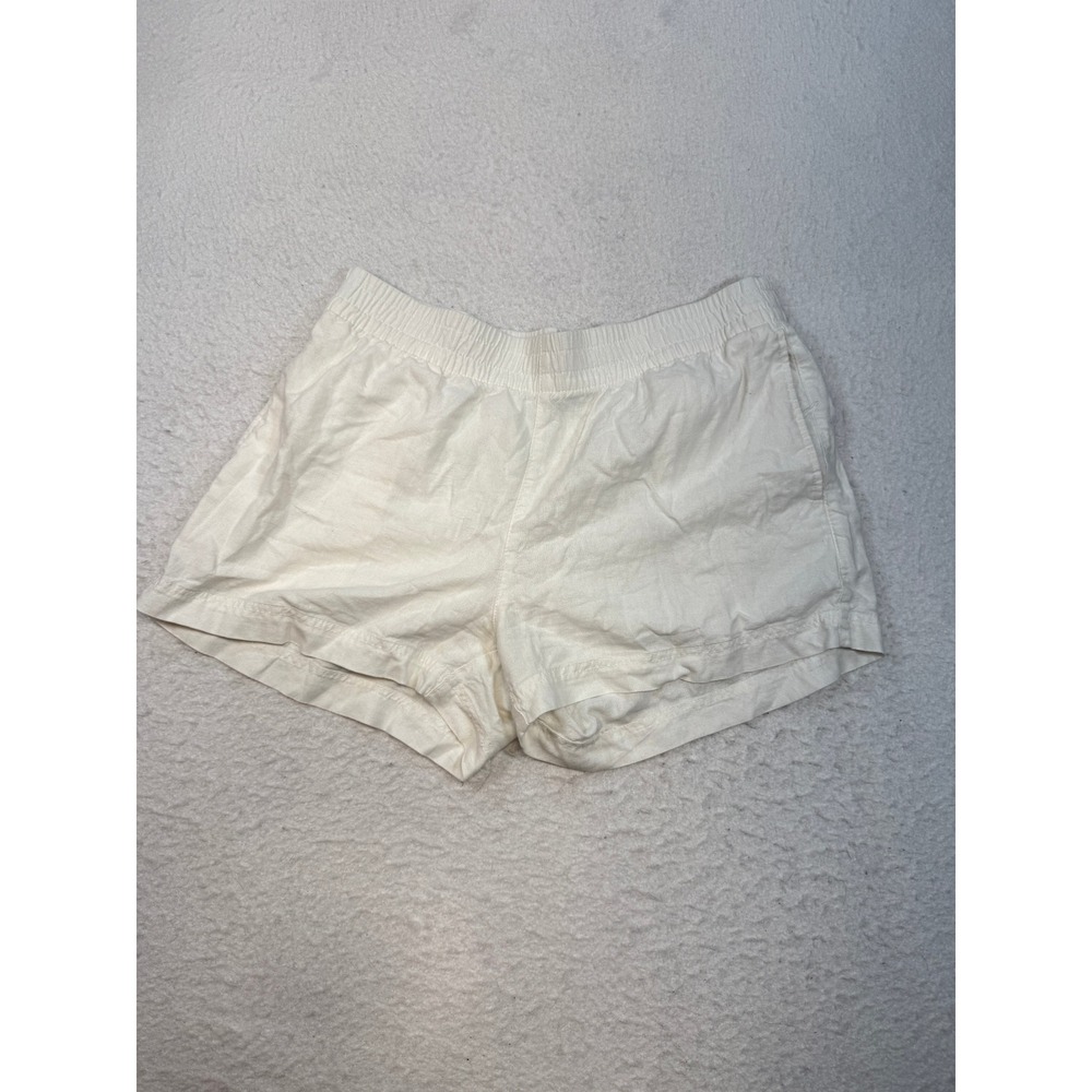 Old Navy Womens Large Cream Linen Blend Comfort Waistband Casual Shorts